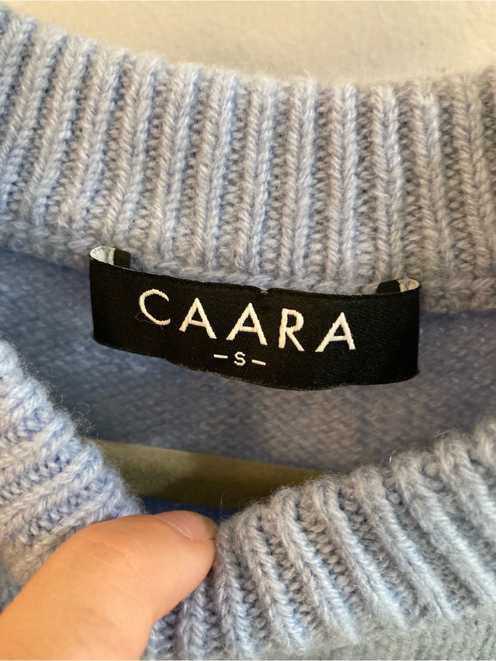 CAARA Nancy light blue wool crewneck knit sweater size S $172 - Picture 5 of 7